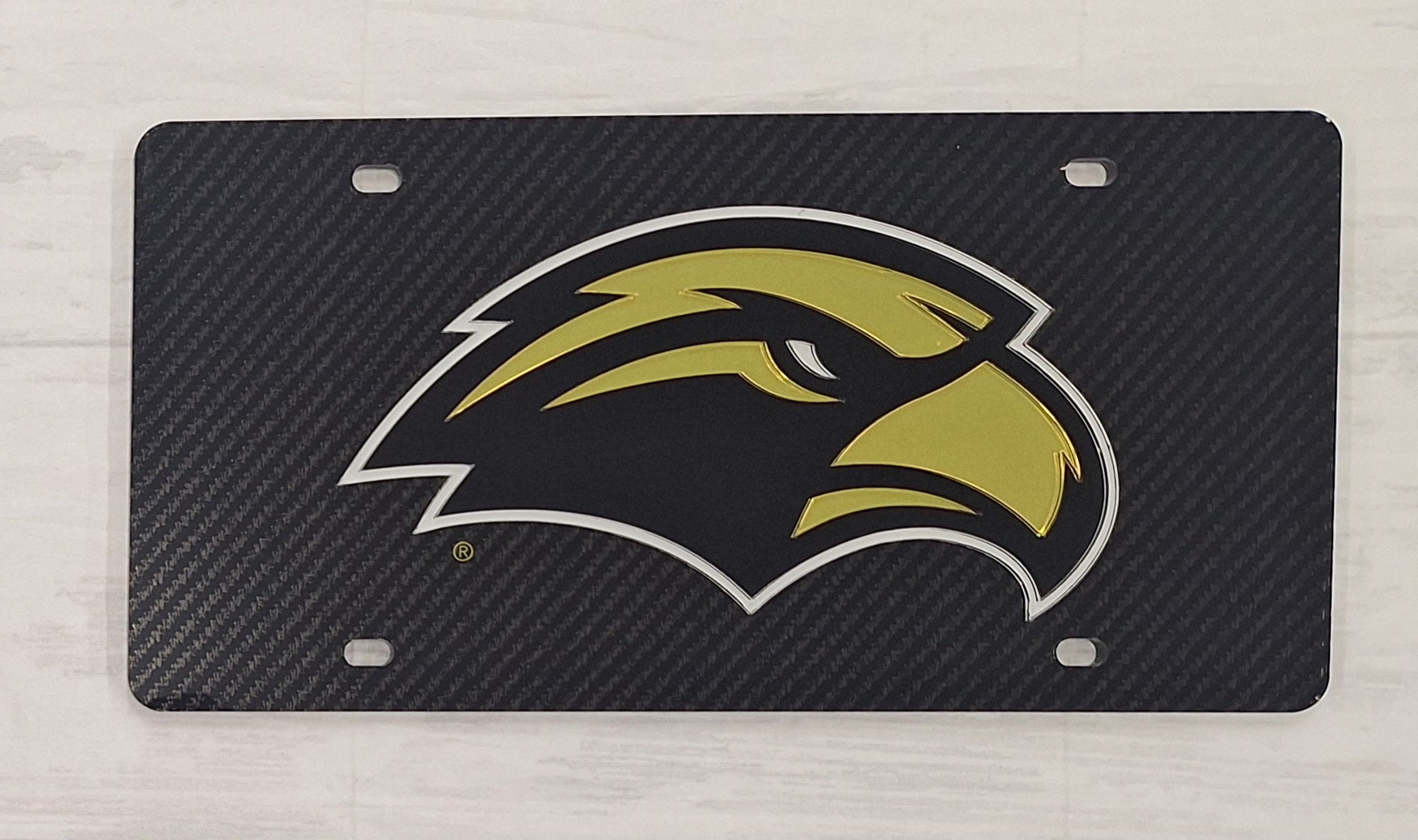 Auto License Plate Carbon Eagle Head