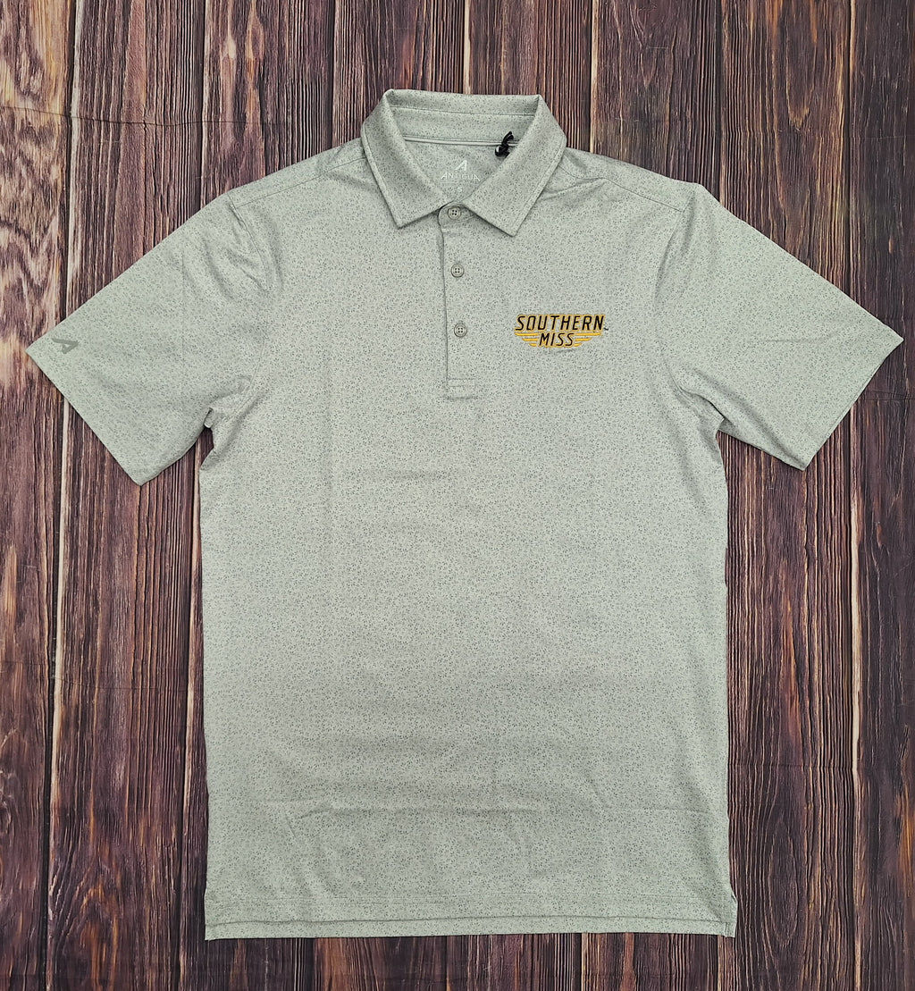 Antigua Men's Ivy Polo with Southern Miss Bars