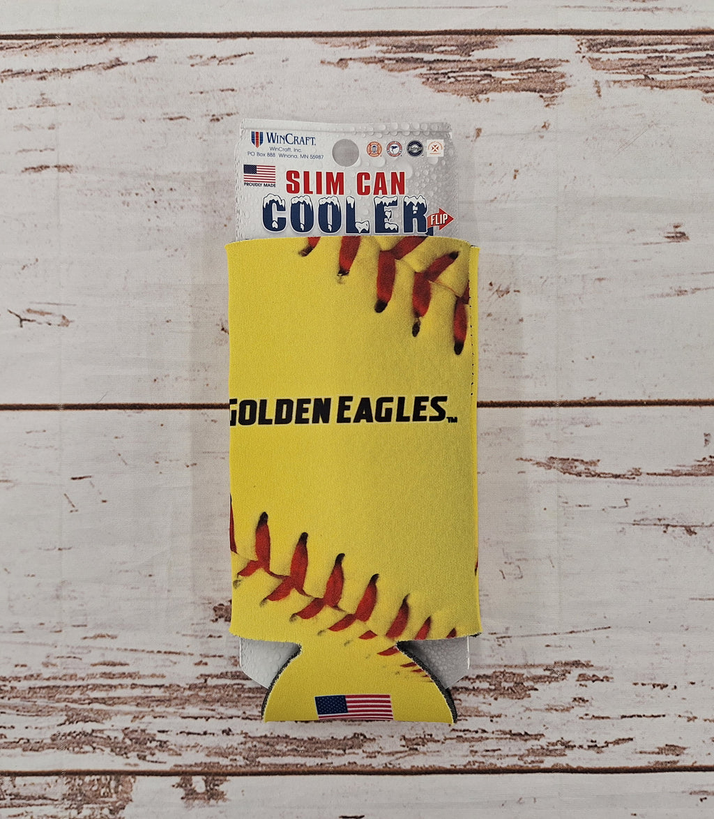 Softball Slim Can Coozie with Golden Eagles Eagle Head
