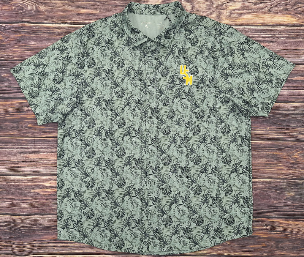Antigua Men's Monstera Leaf Tampa Shirt with Stacked USM