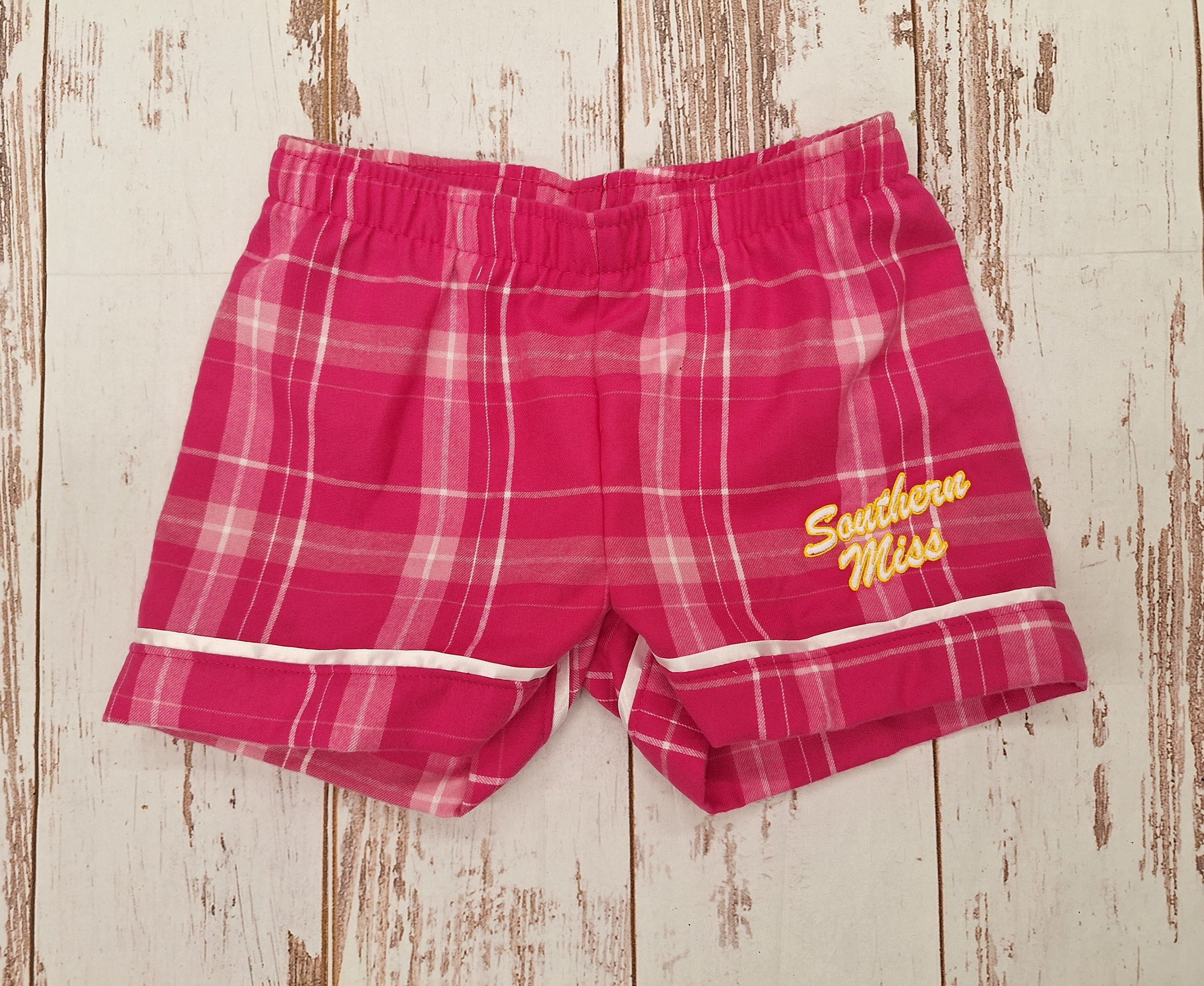 Youth Girls Plaid Flannel Short with Southern Miss Script