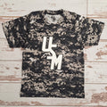 Youth B-Core Digital Camo Short Sleeve T-Shirt with White Stacked USM