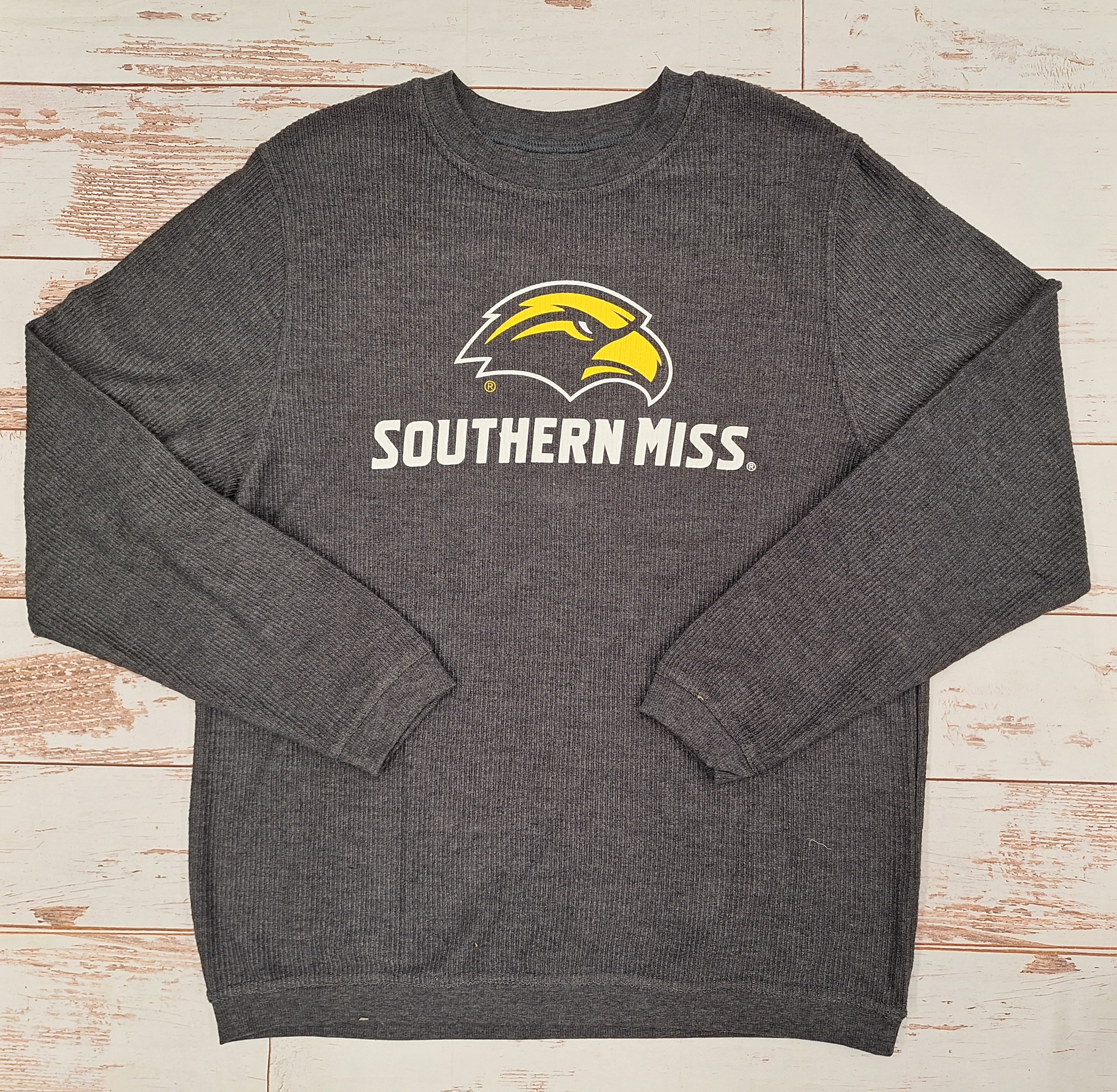Sweatshirt Crewneck Rally Corduroy Full Front Eagle Head Southern Miss