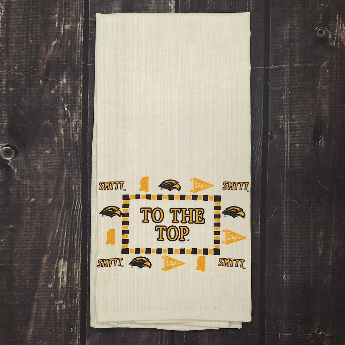To The Top Tea Towel with Icon Border