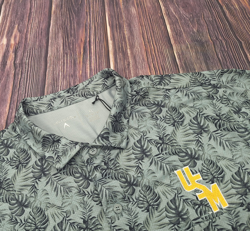 Antigua Men's Monstera Leaf Tampa Shirt with Stacked USM