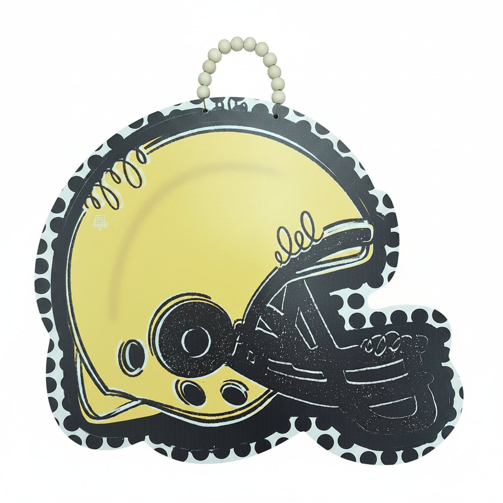 Gold and Black Football Helmet Door Hanger