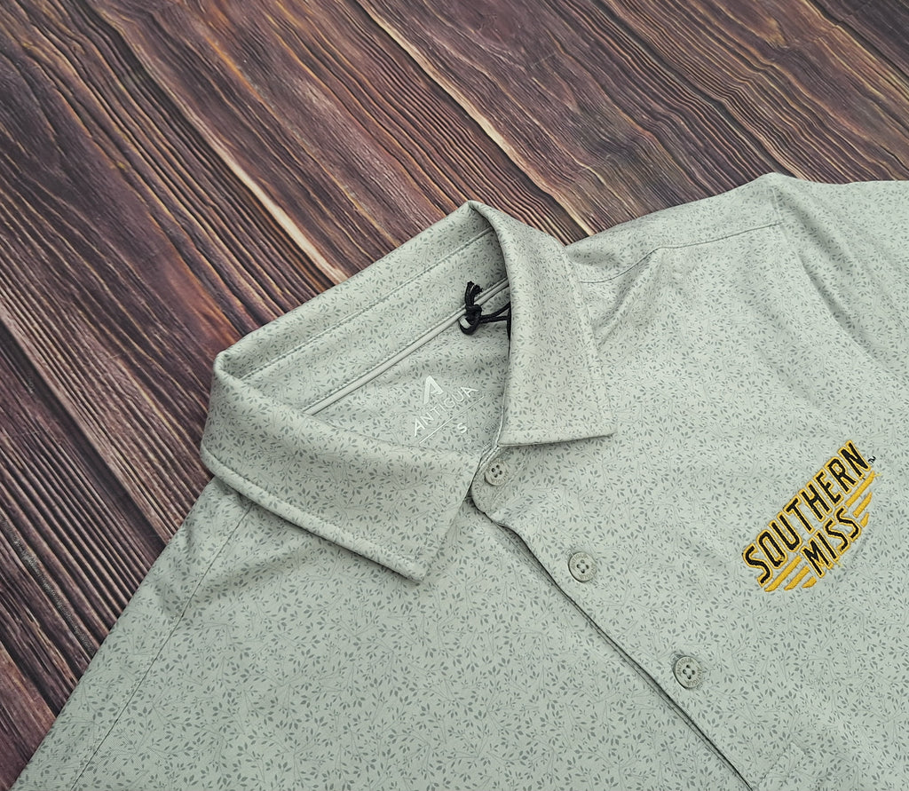 Antigua Men's Ivy Polo with Southern Miss Bars
