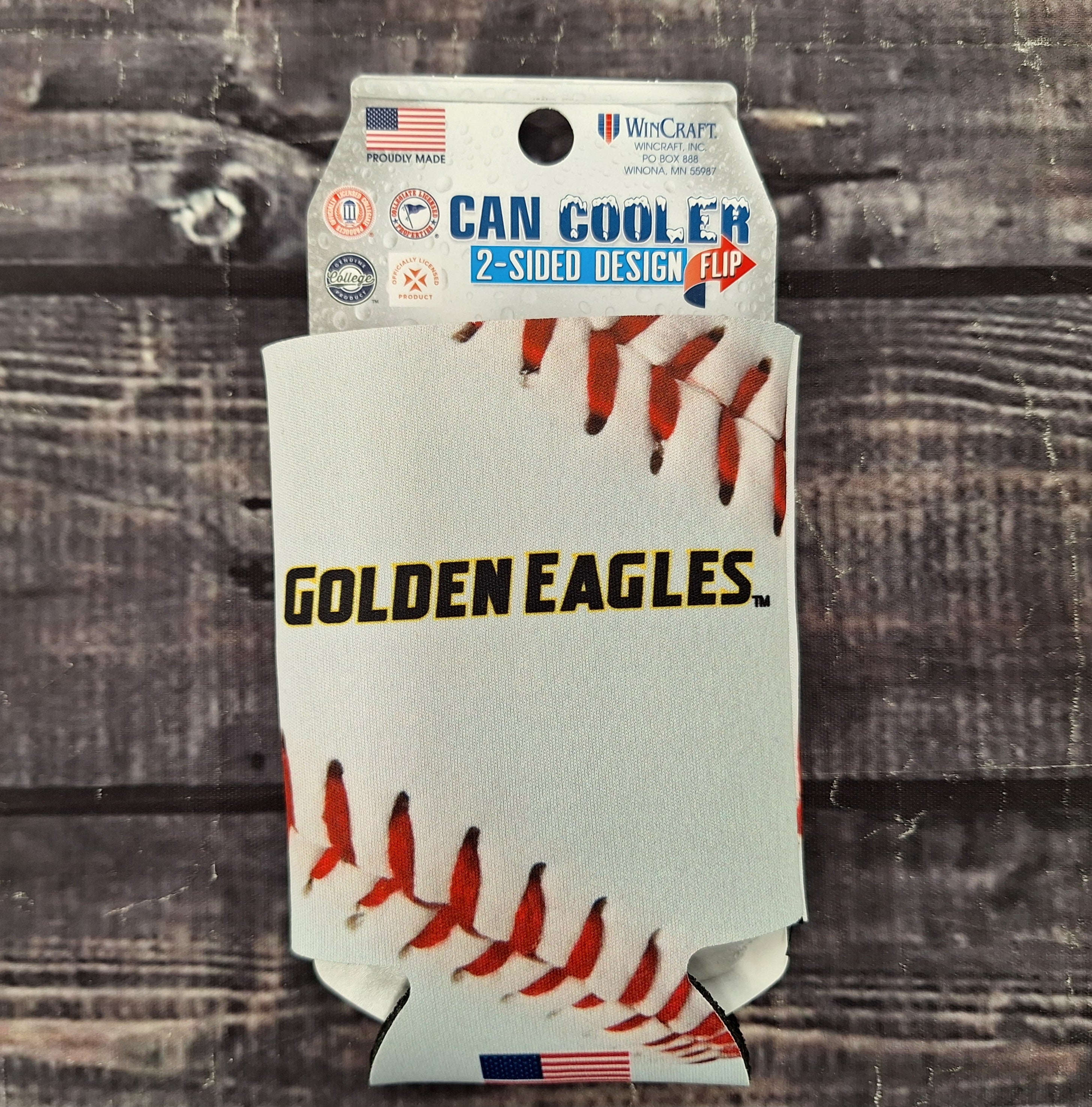 Baseball Can Coozie with Golden Eagles Eagle Head