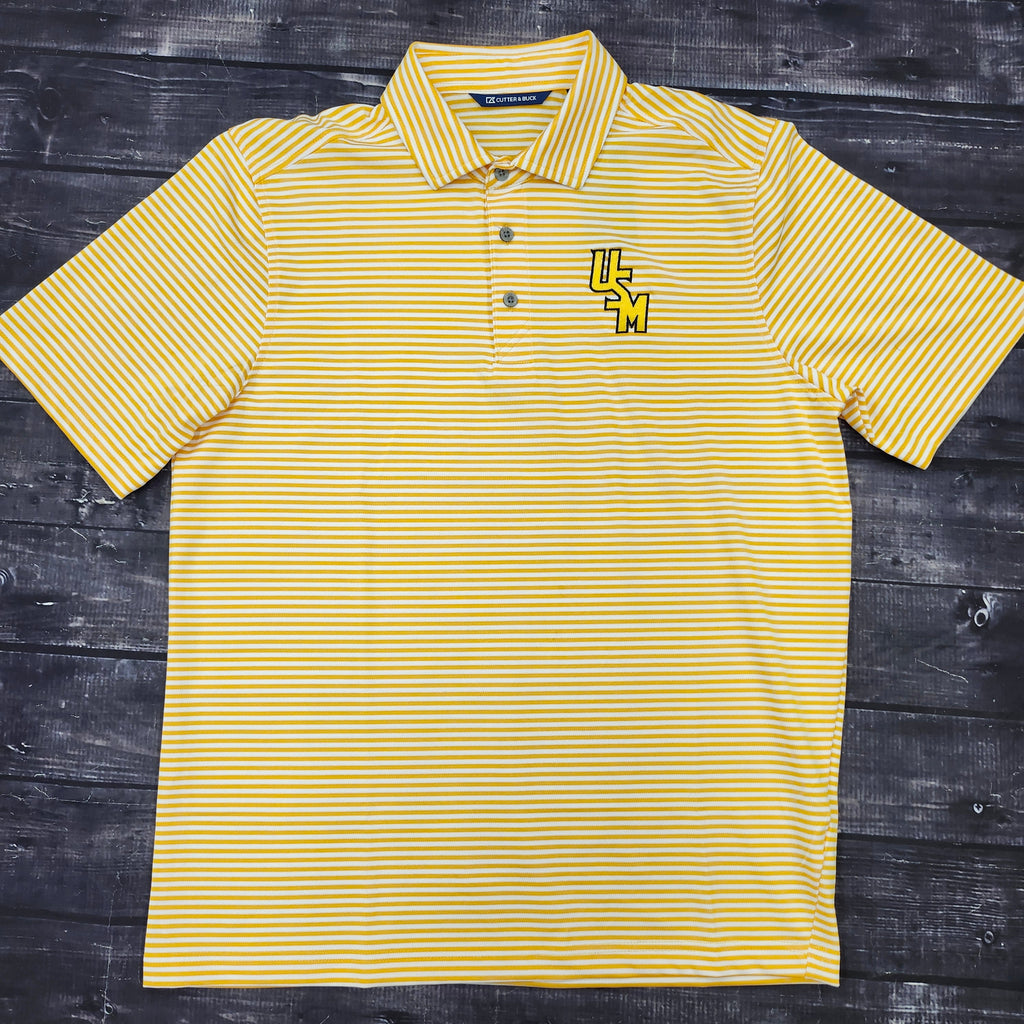 Cutter & Buck Men's Virtue Eco Pique Stripe Polo with Stacked USM