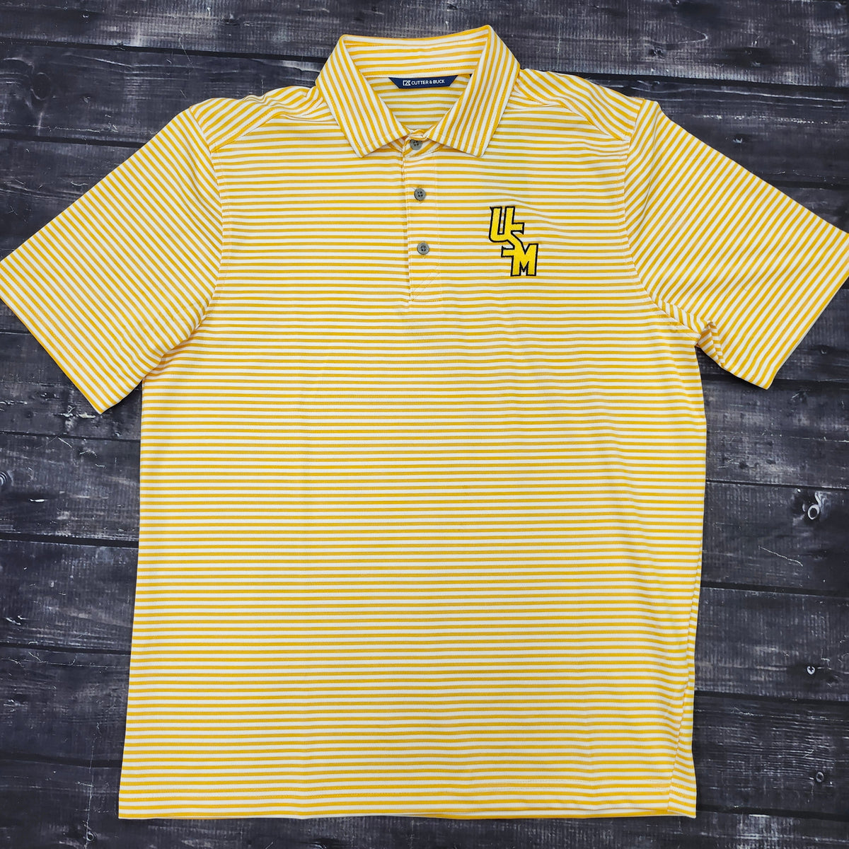 Cutter & Buck Men's Virtue Eco Pique Stripe Polo with Stacked USM