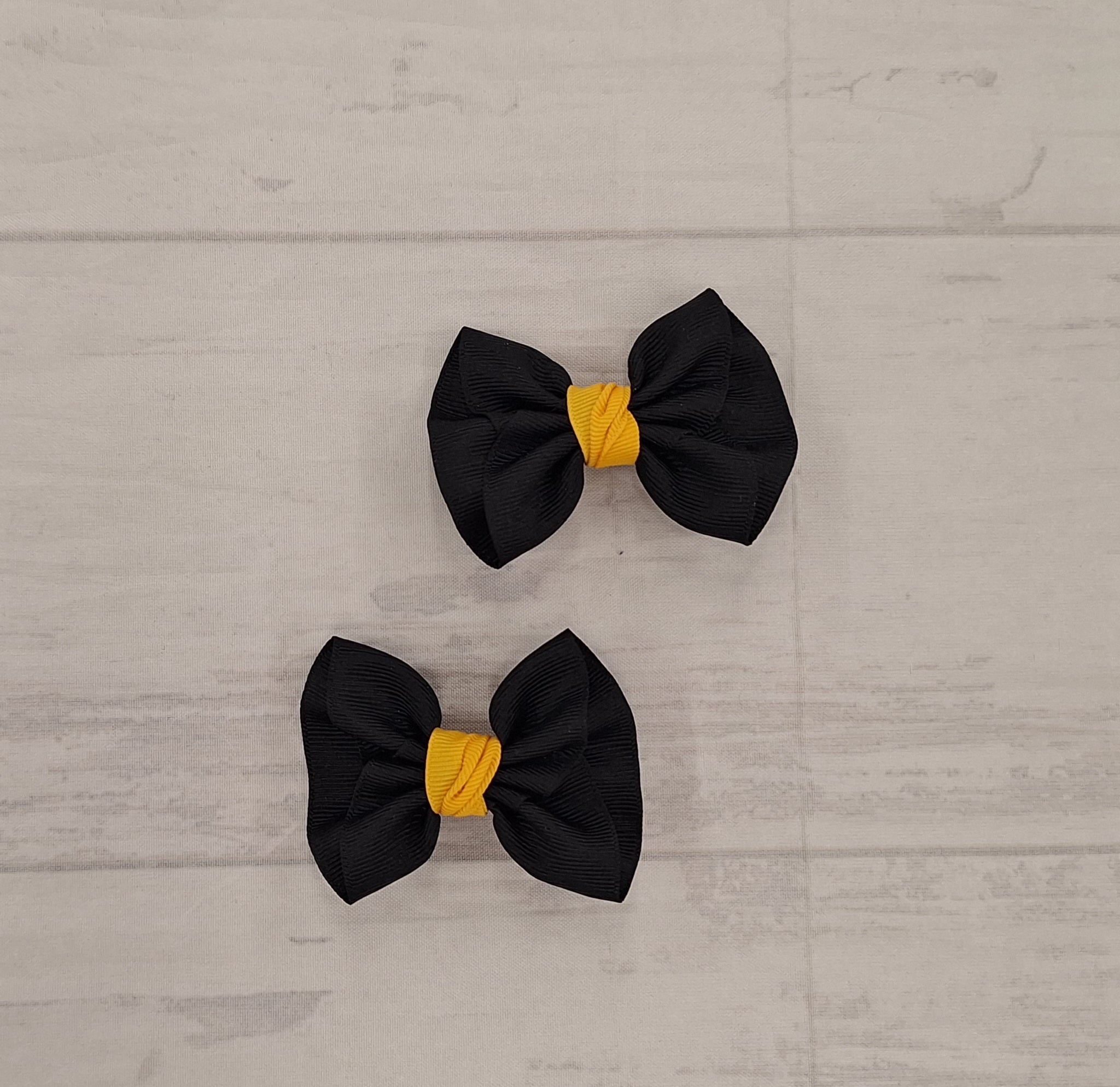 Two Pack Mini Anne Hair Bow with Gold Knot