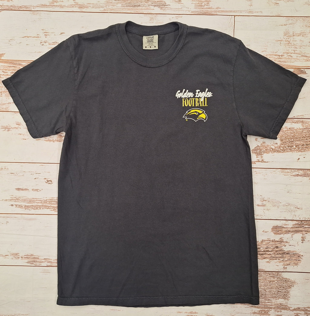 T-Shirt Short Sleeve Pattrn Football Script Left Chest Golden Eagles Football Eagle Head Fb Golden Eagles Football Southern Miss Script