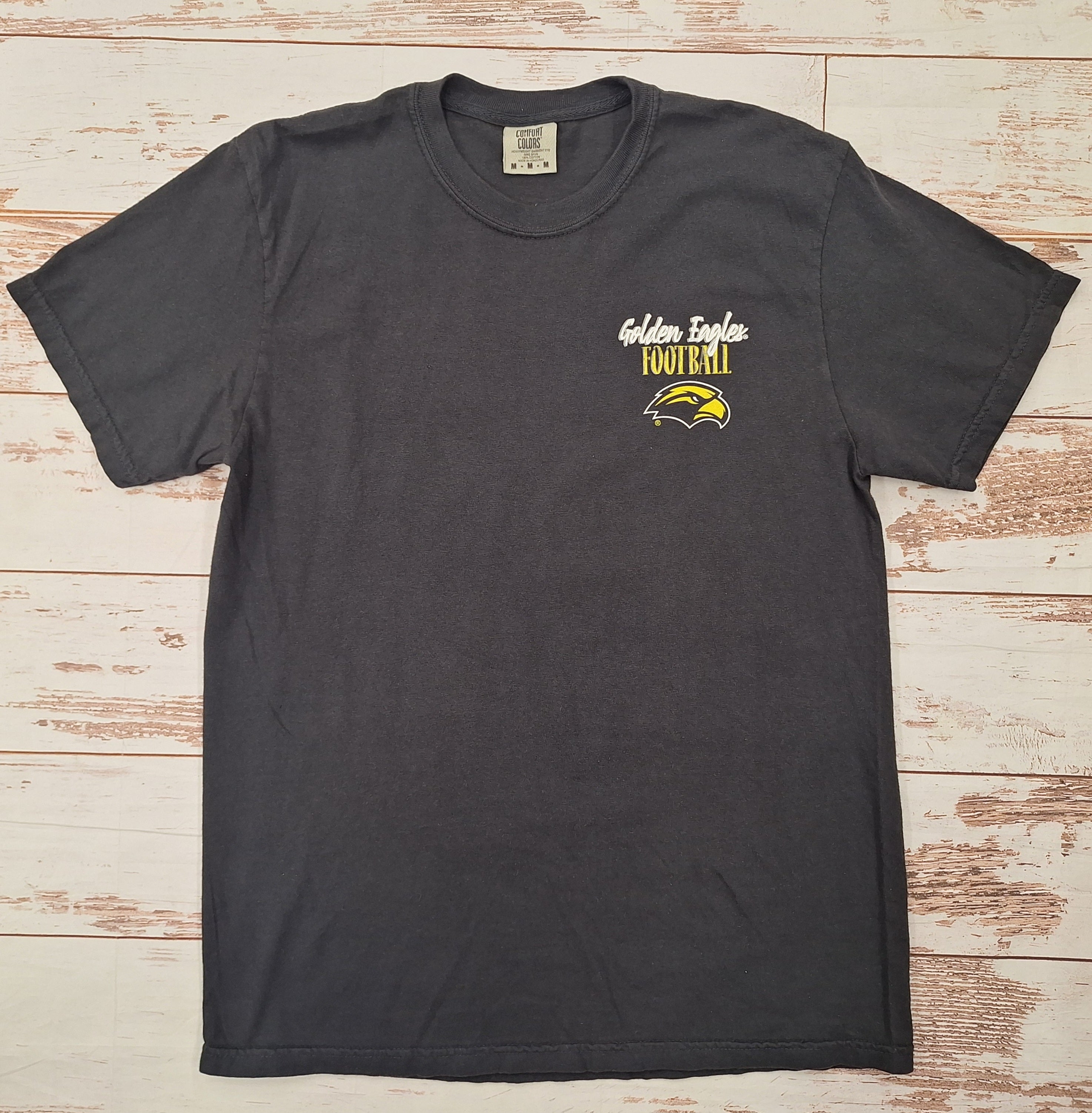 T-Shirt Short Sleeve Pattrn Football Script Left Chest Golden Eagles Football Eagle Head Fb Golden Eagles Football Southern Miss Script